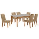 Ver imagem 2 de Conjunto Mesa de Jantar 180cm com 6 Cadeiras Estofadas Multimóveis Crrft-CON046 Madeirado/Off White