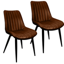Ver imagem 1 de Kit 2 Cadeiras Chicago Poltrona Estofada Tainá Pu Vintage Retro Pés Preto - Marrom