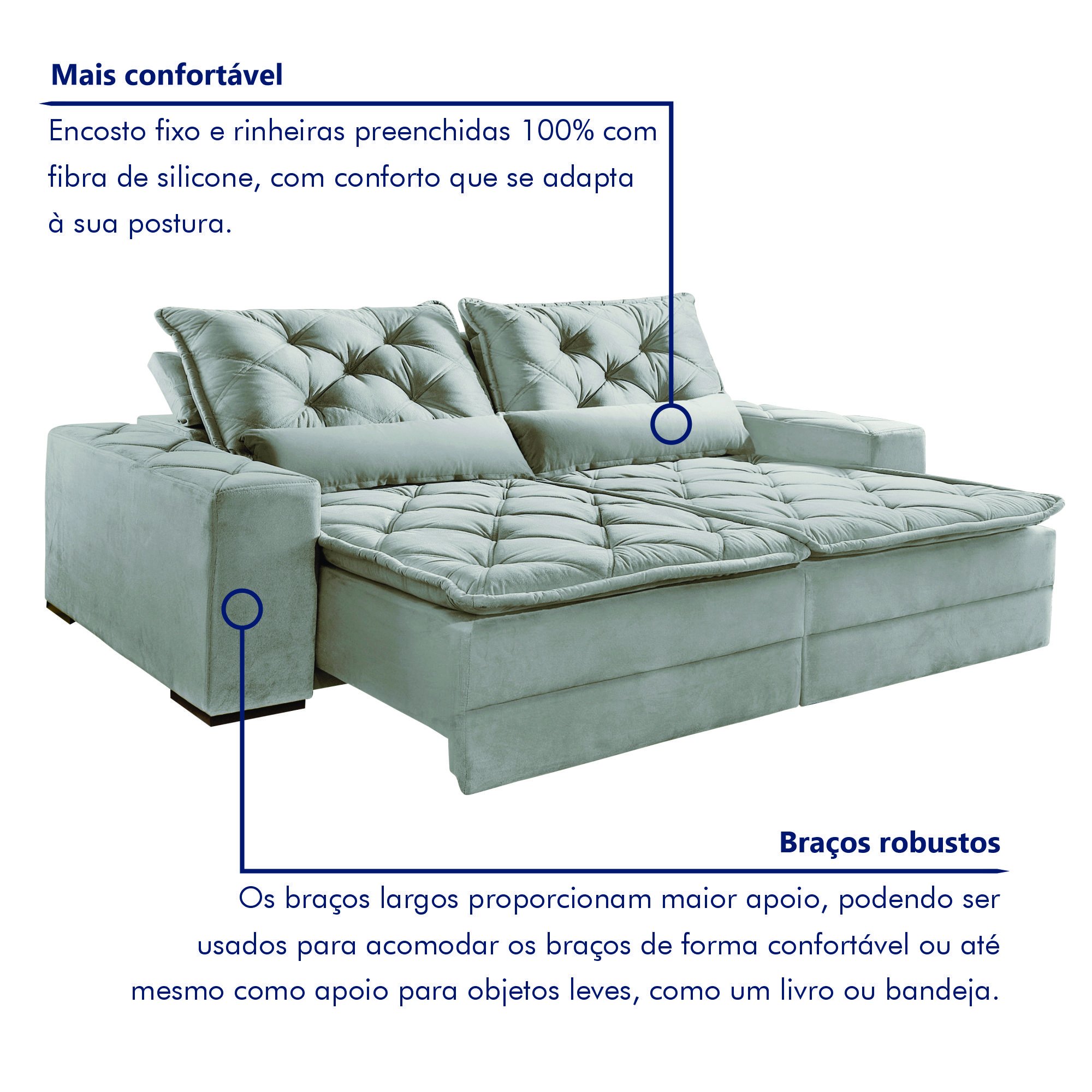 Sofá Reclinável 4 Lugares 230cm Dallas  - 5