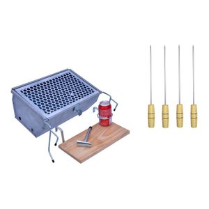 Churrasqueira Para Barco + Tábua De Corte Com 04 Espetos