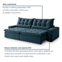 Ver imagem 5 de Sofá Retrátil e Reclinável 2 Lugares 210cm Bérgamo Veludo Azul Marinho