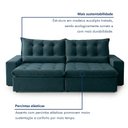 Ver mais imagens de Sofá Retrátil e Reclinável 2 Lugares 210cm Bérgamo Veludo Azul Marinho