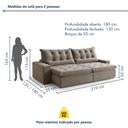 Ver imagem 3 de Sofá Retrátil e Reclinável 2 Lugares 210cm Bérgamo Marrom Veludo Cinza