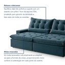 Ver imagem 7 de Sofá Retrátil e Reclinável 3 Lugares 230cm Bérgamo Veludo Azul Marinho