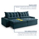 Ver imagem 5 de Sofá Retrátil e Reclinável 3 Lugares 230cm Bérgamo Veludo Azul Marinho