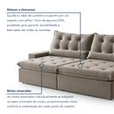 Ver mais imagens de Sofá Retrátil e Reclinável 3 Lugares 230cm Bérgamo Marrom Veludo Cinza