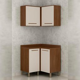 Armário de Parede Canto Reto Com Balcão Canto Reto Pérola Valdemóveis - 1 Armário de Parede Canto Reto Com Balcão Canto Reto Pérola Valdemóveis - 1