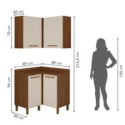 Armário de Parede Canto Reto Com Balcão Canto Reto Pérola Valdemóveis - 5 Armário de Parede Canto Reto Com Balcão Canto Reto Pérola Valdemóveis - 5