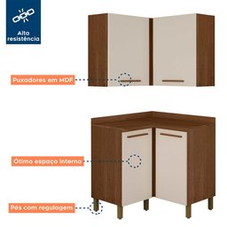 Armário de Parede Canto Reto Com Balcão Canto Reto Pérola Valdemóveis - 6 Armário de Parede Canto Reto Com Balcão Canto Reto Pérola Valdemóveis - 6