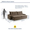 Ver imagem 3 de Sofá Retrátil e Reclinável 3 Lugares 230cm Bérgamo Veludo Marrom