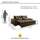 Ver imagem 3 de Sofá Reclinável 4 Lugares 230cm Dallas Veludo Marrom