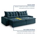 Ver imagem 4 de Sofá Retrátil e Reclinável 4 Lugares 290cm Bérgamo Veludo Azul Marinho