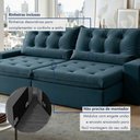 Ver mais imagens de Sofá Retrátil e Reclinável 4 Lugares 290cm Bérgamo Veludo Azul Marinho