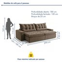 Ver imagem 3 de Sofá Retrátil e Reclinável 4 Lugares 290cm Bérgamo Veludo Marrom