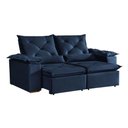 Ver imagem 1 de Sofá Atenas 3 Lugares Retrátil e Reclinável Azul Suede Rei de Casa