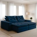 Ver imagem 1 de Sofá Reclinável 4 Lugares 230cm Dallas Veludo Azul Marinho