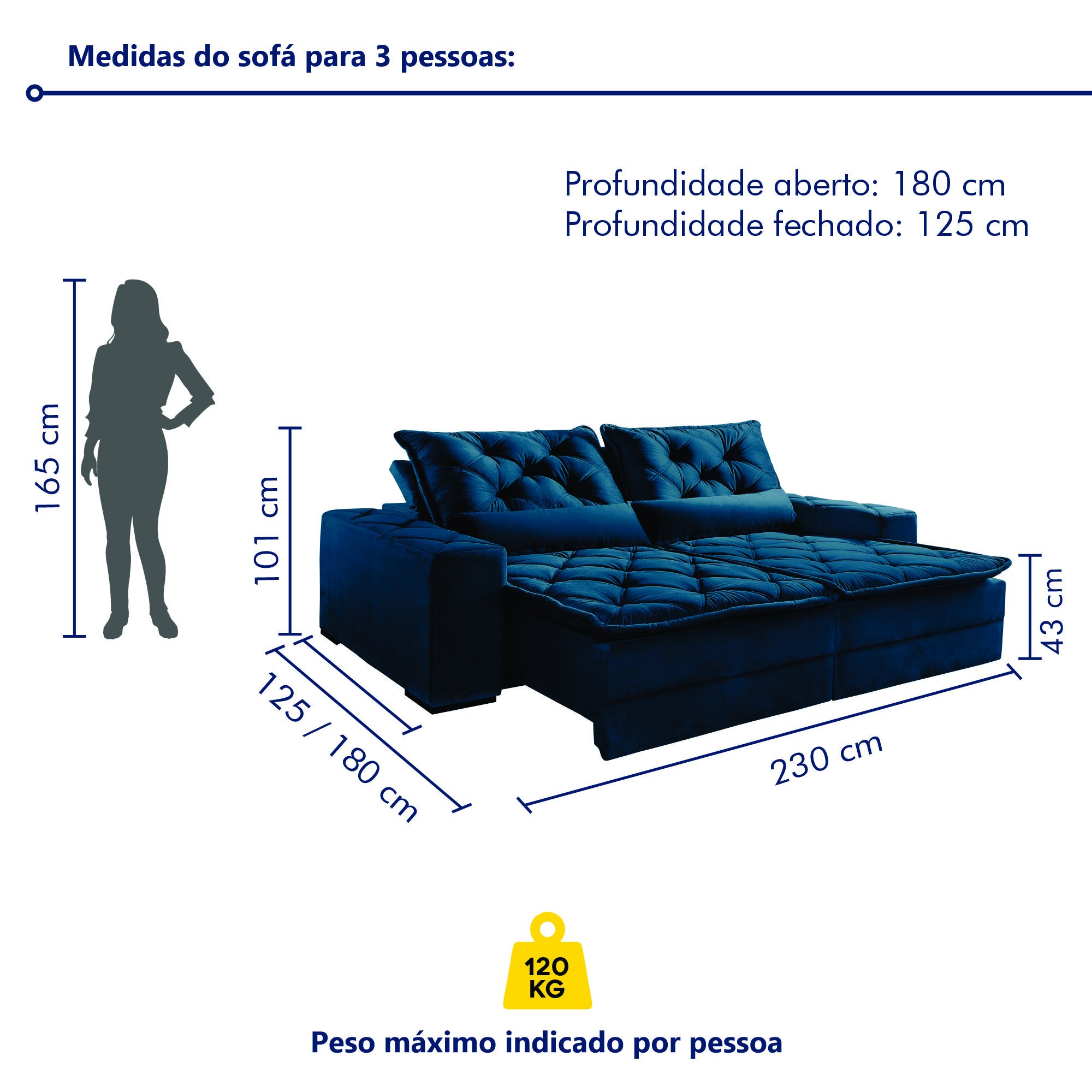 Sofá Reclinável 4 Lugares 230cm Dallas  - 9