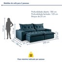 Ver imagem 3 de Sofá Reclinável 3 Lugares 250cm Ouro Branco Veludo Azul Marinho