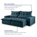 Ver imagem 4 de Sofá Reclinável 3 Lugares 250cm Ouro Branco Veludo Azul Marinho