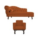 Ver imagem 2 de Kit Diva Recamier Diana 140cm Lado Direito e 01 Poltrona Classic Suede - Doce Sonho Móveis RECAMIER
