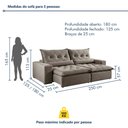 Ver imagem 3 de Sofá Reclinável 3 Lugares 250cm Ouro Branco Prata Veludo Cinza