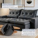 Ver mais imagens de Sofá Reclinável 3 Lugares 250cm Ouro Branco Cinza Veludo Grafite