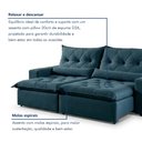 Ver imagem 7 de Sofá Reclinável 4 Lugares 290cm Ouro Branco Veludo Azul Marinho