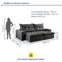 Ver imagem 3 de Sofá Reclinável 4 Lugares 290cm Ouro Branco Cinza Veludo Grafite