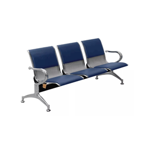 Cadeira Longarina Tipo Aeroporto 3 Lugares com Estofado Azul Bering