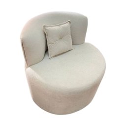 Poltrona Decorativa Orgânica Sala Recepção Suede Bege + Almofada - 3