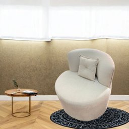 Poltrona Decorativa Orgânica Sala Recepção Suede Bege + Almofada - 2