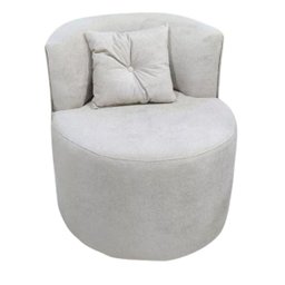 Poltrona Decorativa Orgânica Sala Recepção Suede Bege + Almofada - 5