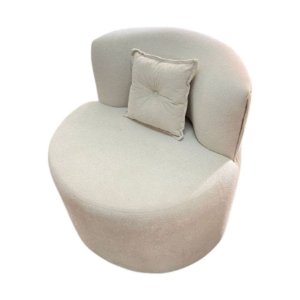Poltrona Decorativa Orgânica Sala Recepção Suede Bege + Almofada