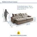 Ver imagem 3 de Sofá Retrátil e Reclinável 3 Lugares 230cm Agatha Prata Veludo Cinza