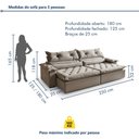 Ver imagem 3 de Sofá Retrátil e Reclinável 3 Lugares 230cm Agatha Prata Veludo Cinza