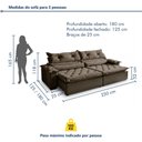 Ver imagem 3 de Sofá Retrátil e Reclinável 3 Lugares 230cm Agatha Veludo Marrom