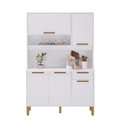 Ver imagem 2 de Armário de Cozinha Compacta Fidelitá Grécia 120cm 5 Portas 1 Gaveta com Tampo e Fundo Branco