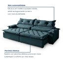 Ver mais imagens de Sofá Retrátil e Reclinável 3 Lugares 230cm Agatha Veludo Azul Marinho