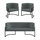 Ver imagem 1 de Kit 2 Poltronas + Sofá 2 Lugares Base de Metal Black Balaqui Cor:cinza