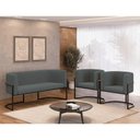 Ver imagem 2 de Kit 2 Poltronas + Sofá 2 Lugares Base de Metal Black Balaqui Cor:cinza