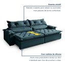 Ver imagem 5 de Sofá Retrátil e Reclinável 4 Lugares 250cm Agatha Veludo Azul Marinho