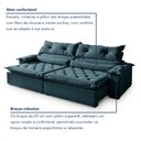 Ver imagem 7 de Sofá Retrátil e Reclinável 4 Lugares 250cm Agatha Veludo Azul Marinho