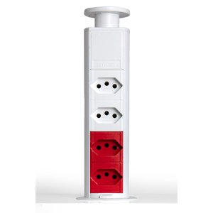 Mini Totem 4 Tomadas - 2 - 110v + 2- 220v Flex Qtmov Branco