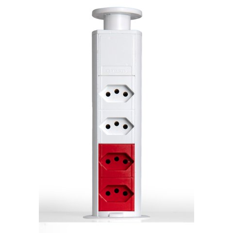 Mini Totem 4 Tomadas - 2 - 110v + 2- 220v Flex Qtmov Branco