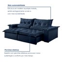Ver mais imagens de Sofá Retrátil e Reclinável 3 Lugares 230cm Ouro Preto Veludo Azul Marinho