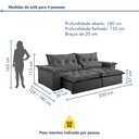 Ver imagem 3 de Sofá Retrátil e Reclinável 3 Lugares 230cm Ouro Preto