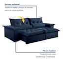 Ver imagem 6 de Sofá Retrátil e Reclinável 3 Lugares 250cm Ouro Preto Veludo Azul Marinho