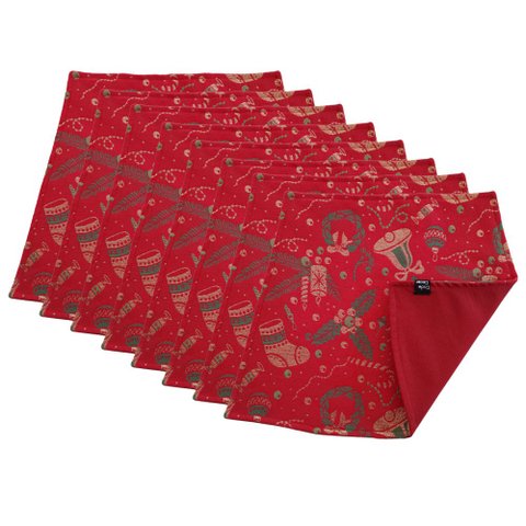 Jogo Americano Luxo Enfeites Natalino Dupla face 8 UN