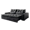 Ver imagem 2 de Sofá Retrátil 4 Lugares e Reclinável Cinza Veludo Grafite