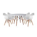 Ver imagem 1 de Mesa de Jantar Redonda Eiffel Eames em Madeira 90cm Branca com 4 Poltronas Brancas